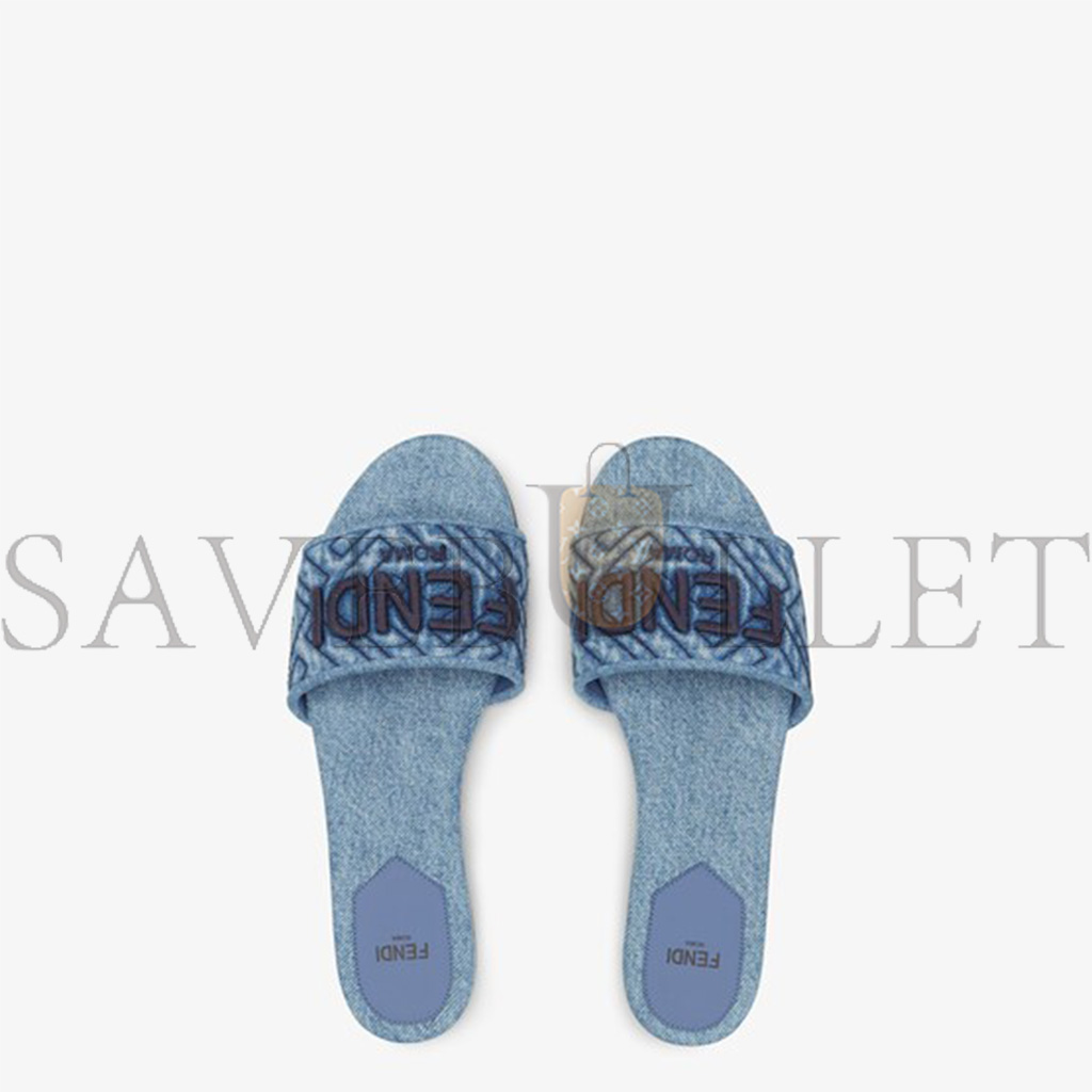 FENDI SIGNATURE BLUE DENIM SLIDES 8R8092AQY3F1OW0